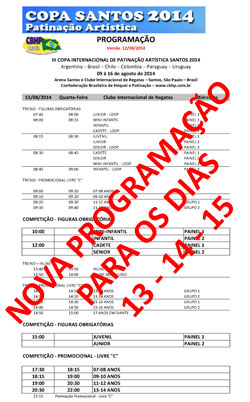 NOVA PROGRAMAÇÃO DE 13 A 15/8